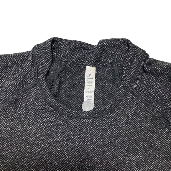 Lululemon Think Fast Long Sleeve Top Herringbone Black / Gray Size 8 - Picture 7 of 13